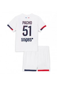 Paris Saint-Germain Willian Pacho #51 Jalkapallovaatteet Lasten Vieraspeliasu 2025-26 Lyhythihainen (+ Lyhyet housut)